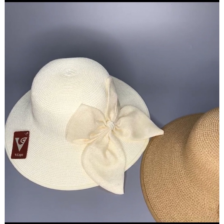 Nón cói đi biển, nón vành to vừa, nơ hoa ( hàng tem xịn)