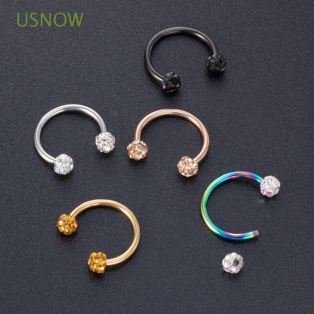 Khuyên Xỏ Mũi Bằng Thép Không Gỉ Hình Chữ U Đính Đá Sáng Lấp Lánh Thời Trang Cho Nam