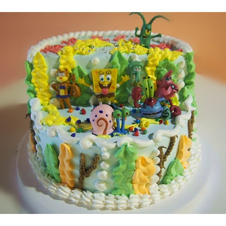 Set 6 Mô Hình Đồ Chơi Trang Trí Bánh Sinh Nhật Hình SpongeBob SquarePants star Mực Hoạt Hình Dành Cho Trẻ Em