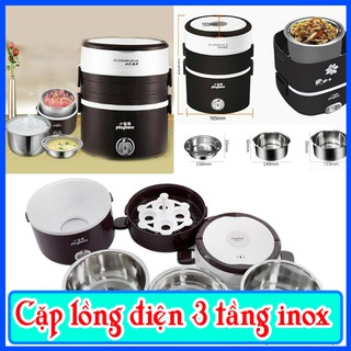 Hộp cơm hâm nóng 3 tầng inox , cặp lòng giữ nhiệt 3 tầng