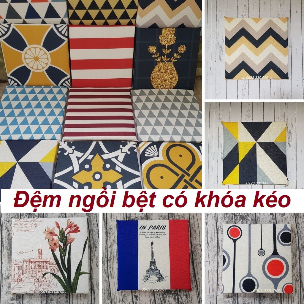 Đệm ngồi bệt Vải Gai có khóa kép 40x40x5cm