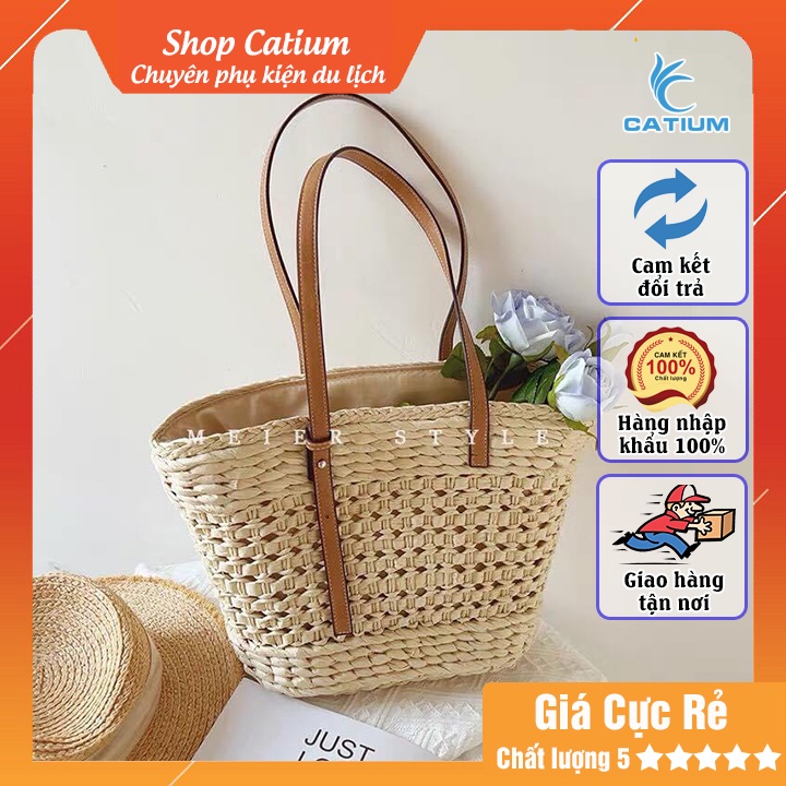 Túi Cói Đan Dây Da Được Yêu Thích Nhất - Phong Cách Vintage, Giao Hàng Nhanh 1h tại Đà Nẵng, Lỗi 1 Đổi 1