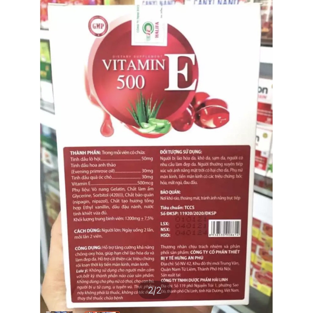 VITAMIN E ĐỎ 500 -Hộp 60 Viên-  Hỗ Trợ Làm Đẹp Da, Mượt Tóc | Thế Giới Skin Care