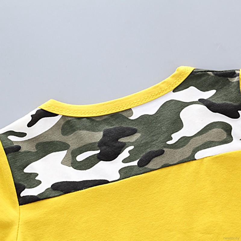 Set áo thun tay ngắn &amp; quần short rằn ri cho bé trai