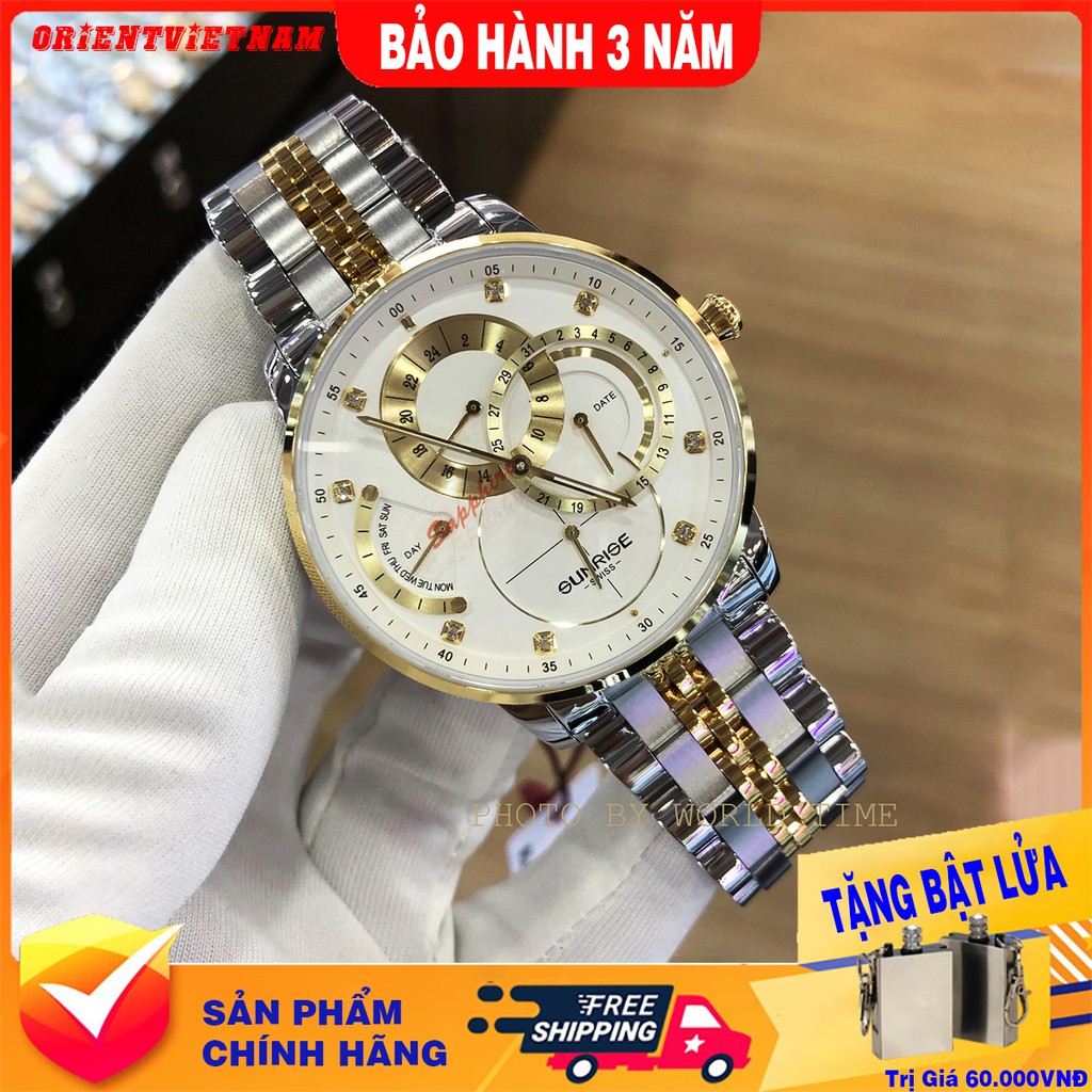 Đồng Hồ Nam Sunrise 1146SA [ Full Hộp , Thẻ BH 3 Năm ] - Kính Sapphire Chống Xước - Chống Nước