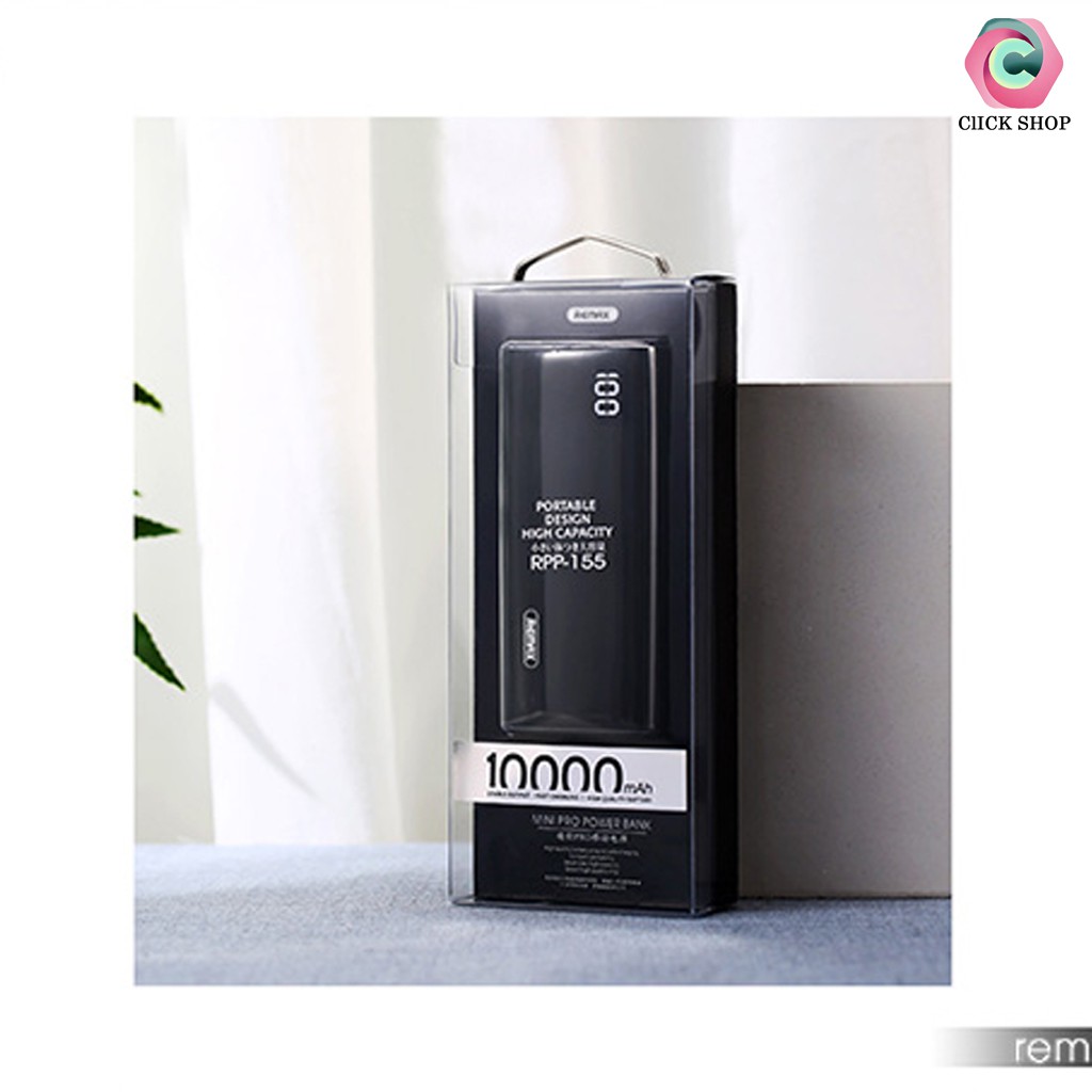 Sạc Dự Phòng 10000mAh Mini Remax RPP-155 3 Cổng Sạc Vào, 2 Cổng Sạc Ra - Pin sạc dự phòng có hỗ trợ sạc chân Lightning