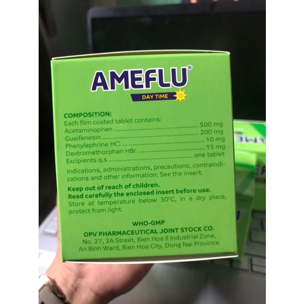 Vỉ 10 viên Ameflu day time. hộp 10 vỉ