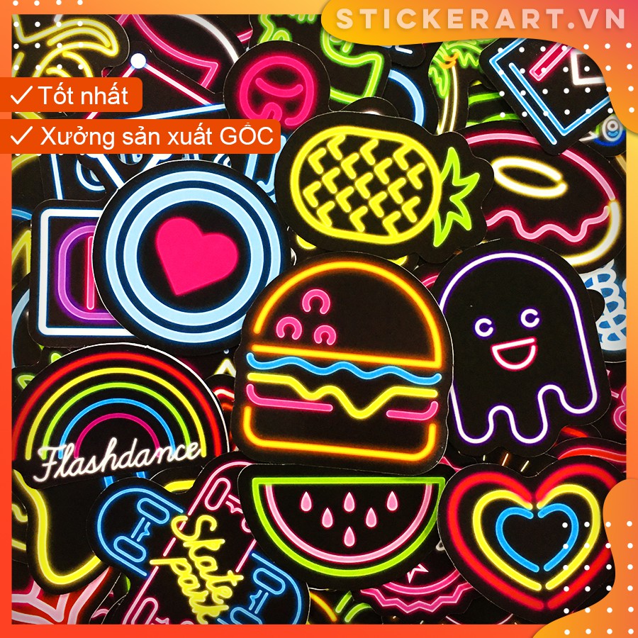 [NEON] SET 100 Sticker chống nước trang trí,dán xe laptop mũ bảo hiểm vali...