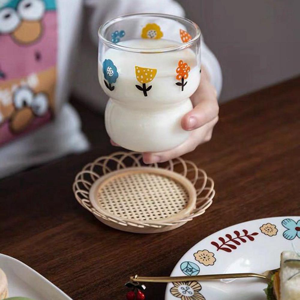 PATRICIA Tấm Lót Ly Bằng Tre Đan Phong Cách Nhật Bản Đơn Giản