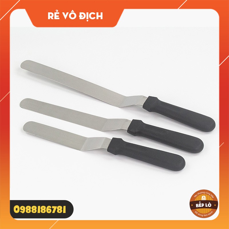 Dao chà láng bánh kem bằng thép không gỉ cán đen 6 inch, 8 inch, 10 inch