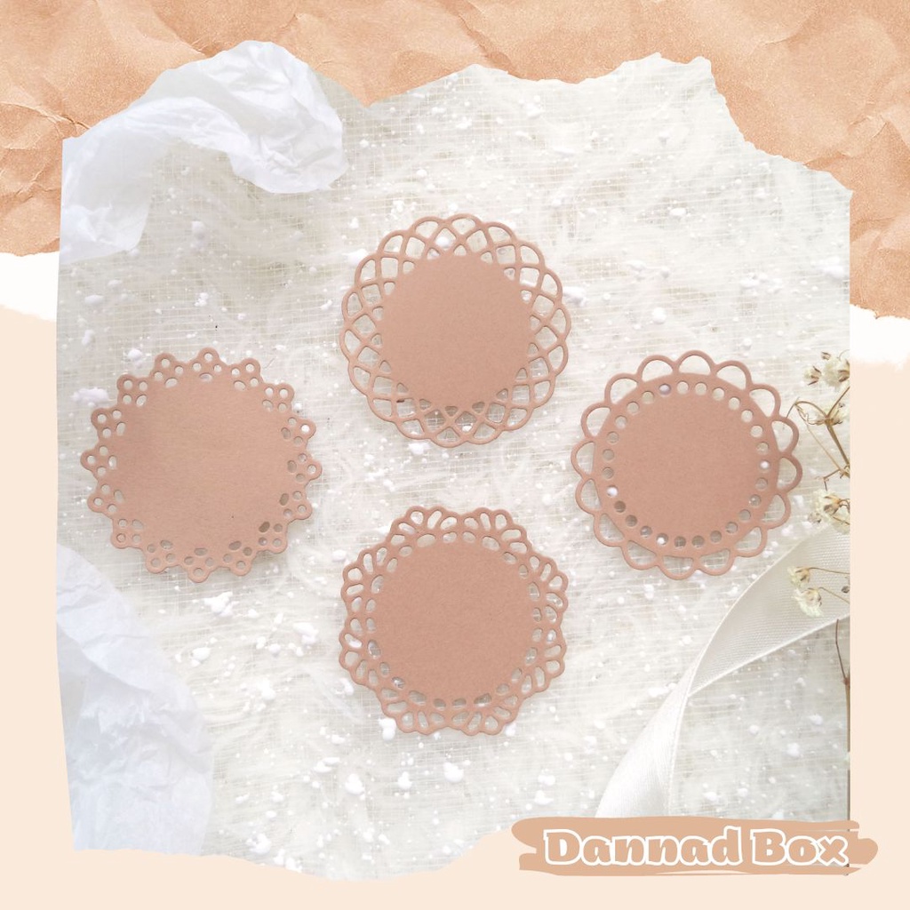 Set 16 Diecut Paper Cutting Doily Tròn Trang Trí Journal Scrapbook DIY