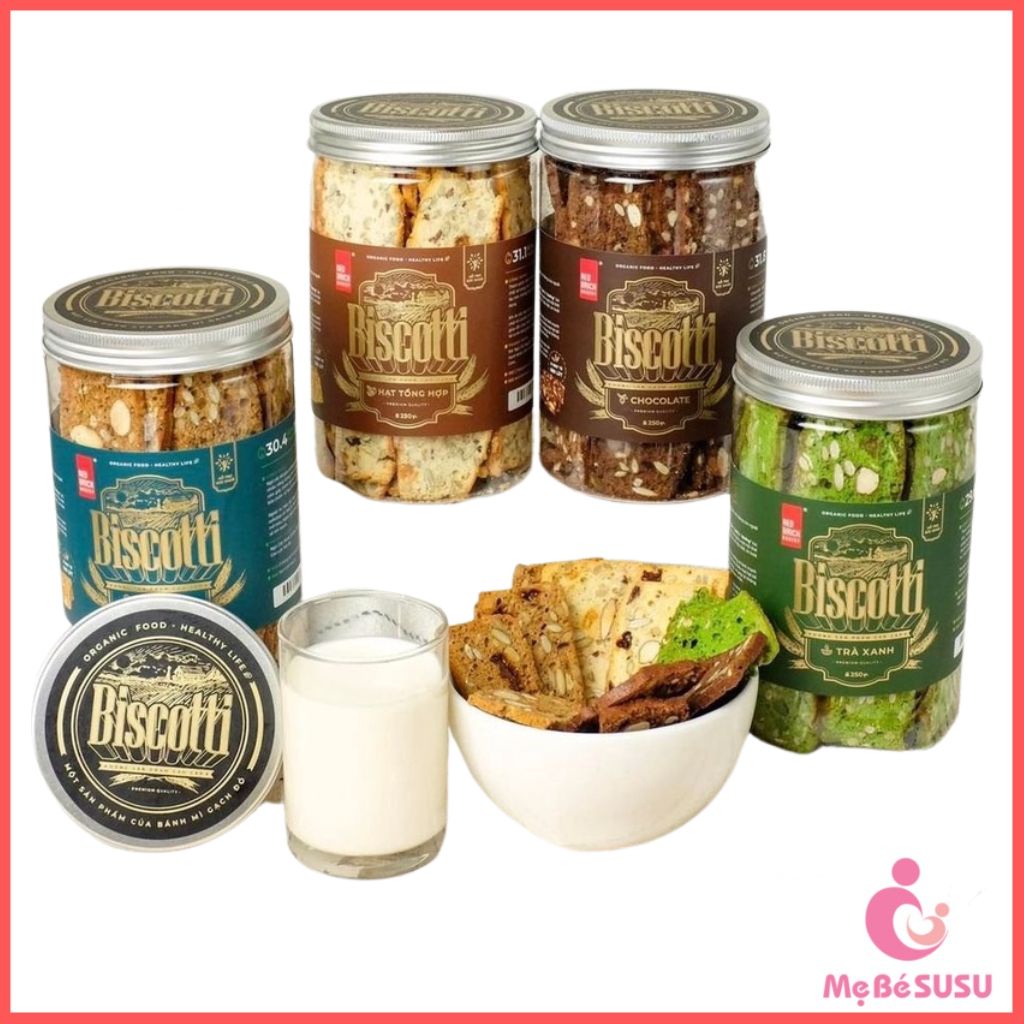 Bánh Biscotti ăn kiêng giảm cân, Biscotti nguyên cám không đường thương hiệu Gạch Đỏ 250g