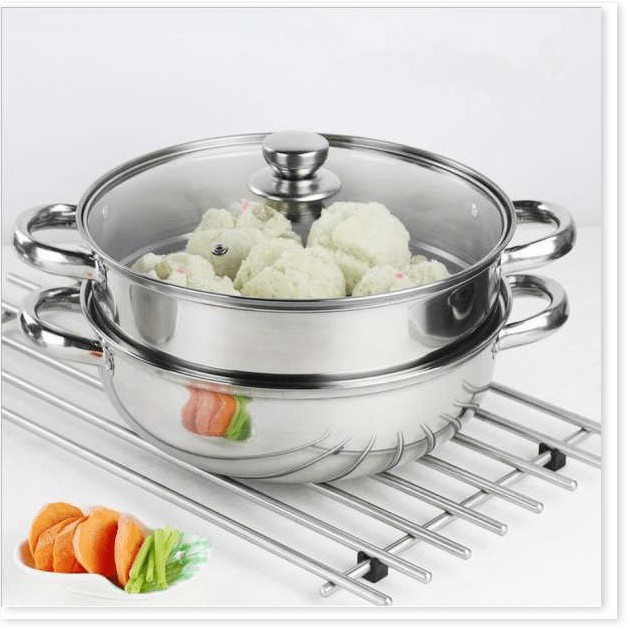 Nồi Hấp Inox 2 Tầng Đa Năng, Nồi Hấp Bánh, Đồ Xôi Tiện Dụng