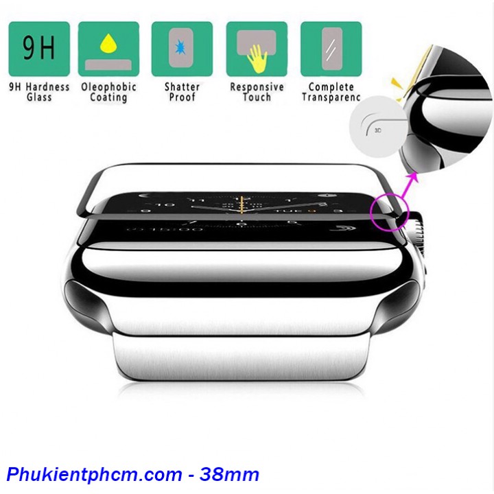 Dán cường lực Full màn hình Full keo Apple Watch 38mm