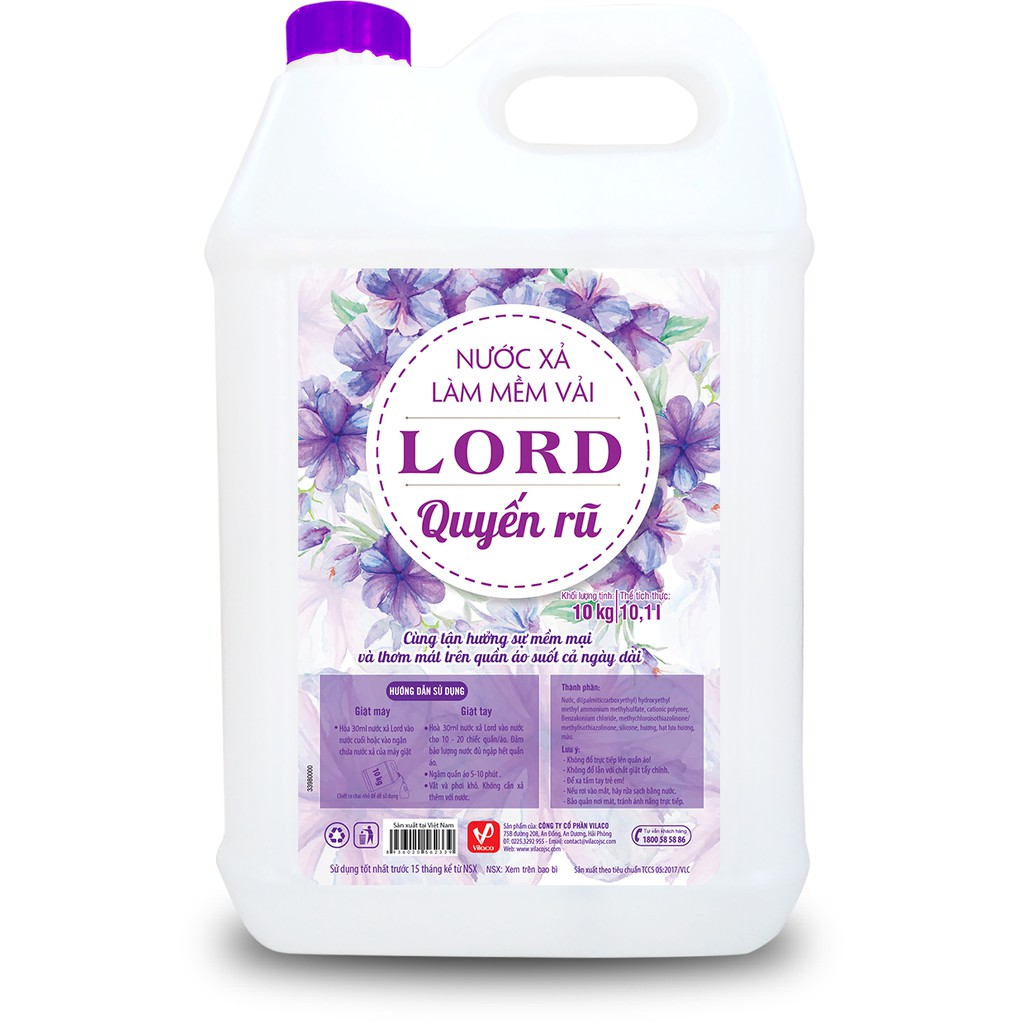 Nước xả vải Lord hương quyến rũ (tím) 10kg