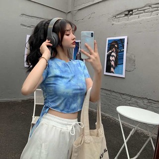 Áo croptop loang rút eo