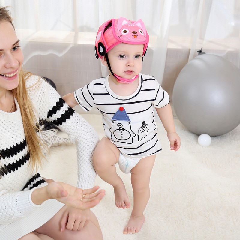 Mũ bảo hiểm cho bé tập đi, Nón đội đầu chống ngã cho bé, tấm lót bảo vệ cho bé tập đi- ĐỘNG VẬT