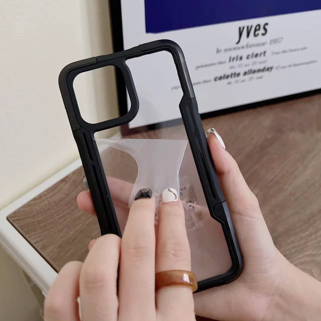 Ốp Điện Thoại Armor Tpu Mềm Trong Suốt Màu Trơn Chống Sốc 3 Trong 1 Cho iPhone 11 12 13 14 Pro XS Max XR 7 8 Plus SE
