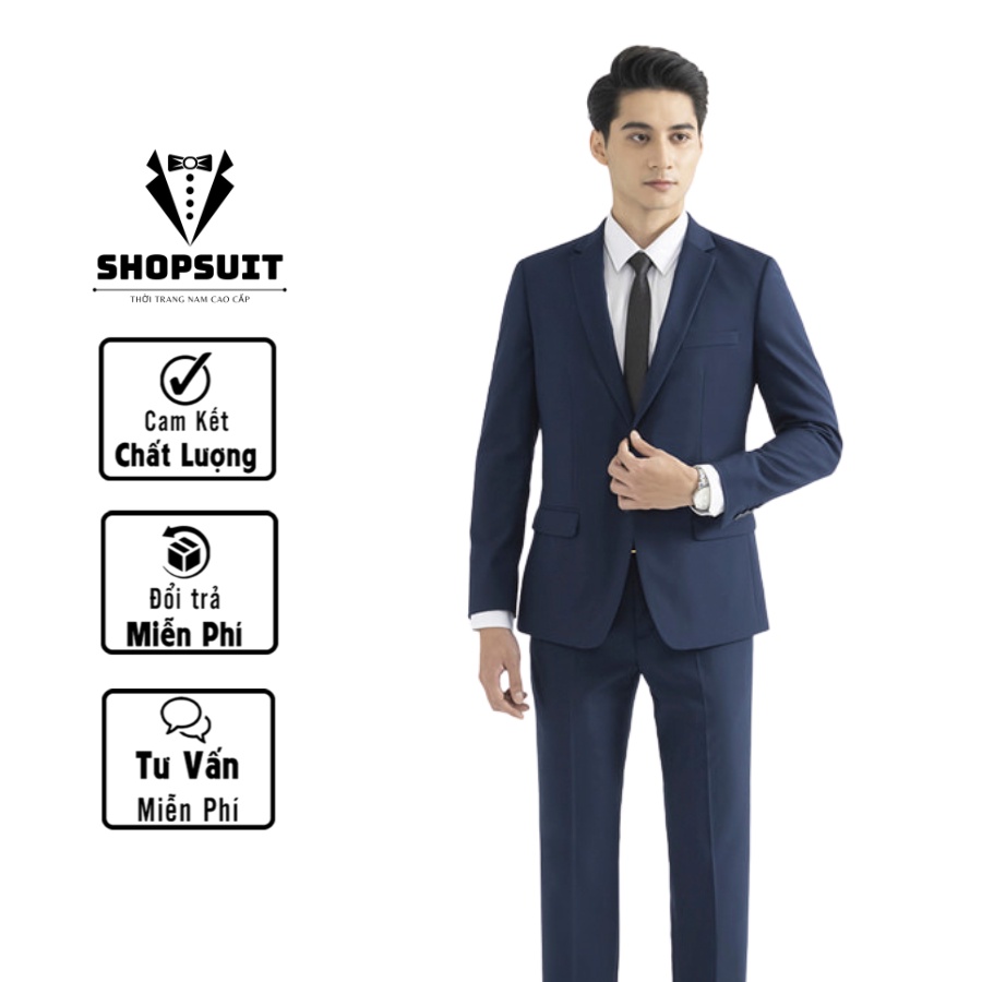Bộ vest nam xanh than dáng 2 cúc Hàn Quốc lịch lãm-Shop Suit