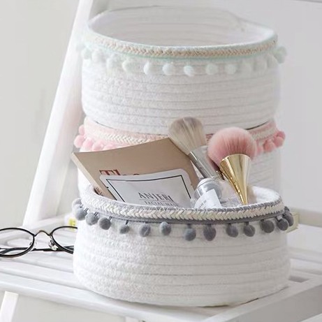 1pc Unique Woven Wool Ball Storage Basket Household Cotton Thread Storage Basket