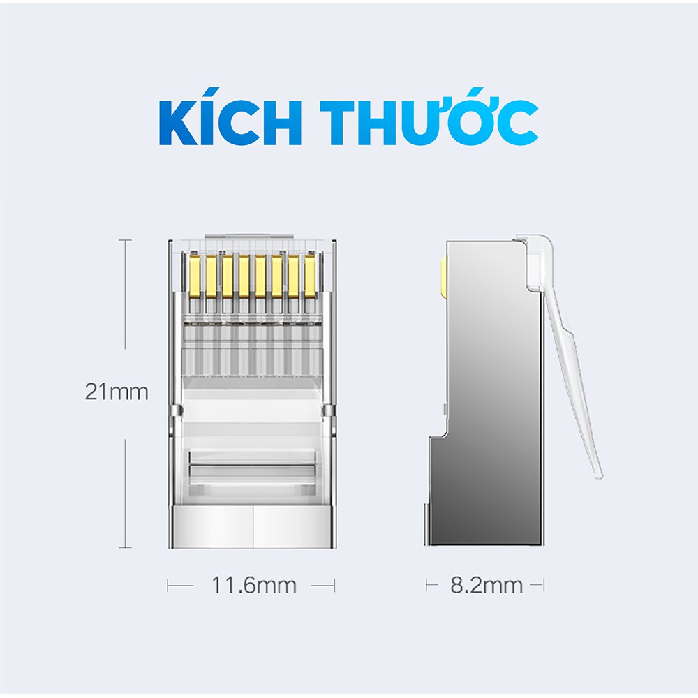 Đầu bấm hạt mạng cho dây CAT6 bọc inox UGREEN NW111 - Hàng phân phối chính hãng - Bảo hành 18 tháng