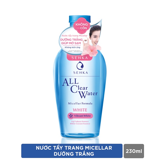 [B1G1] Nước tẩy trang dưỡng trắng Senka All Clear Water Micellar Formula White 230ml