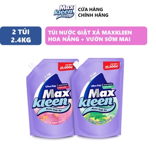 Combo 2 túi nước giặt xả Maxkleen 2.4L/ túi hương Hoa Nắng + Hương Sớm Mai