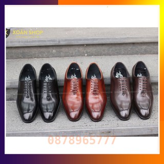 Giày Tây Nam Buộc Dây Da Bò Cao Cấp -  Đế Phíp Gỗ Nhập Khâu Chắc Chắn -  Mã X111-  3 Màu - Hàng Việt Nam