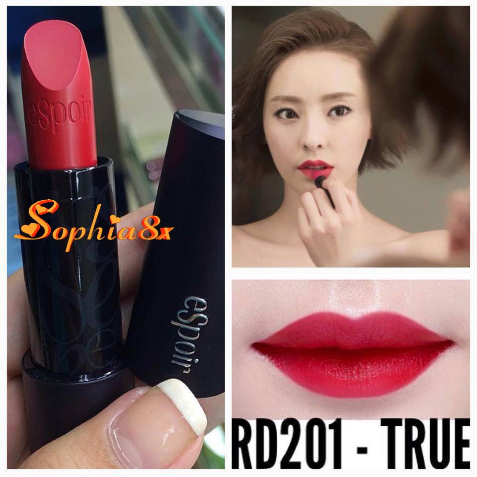 Son lì Hàn Quốc Espoir Lipstick Nowear S True RD201 Đỏ Tươi Sáng