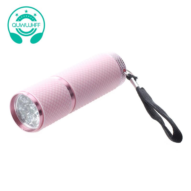 Đèn pin 9LED vỏ cao su màu hồng mini sử dụng ngoài trời
