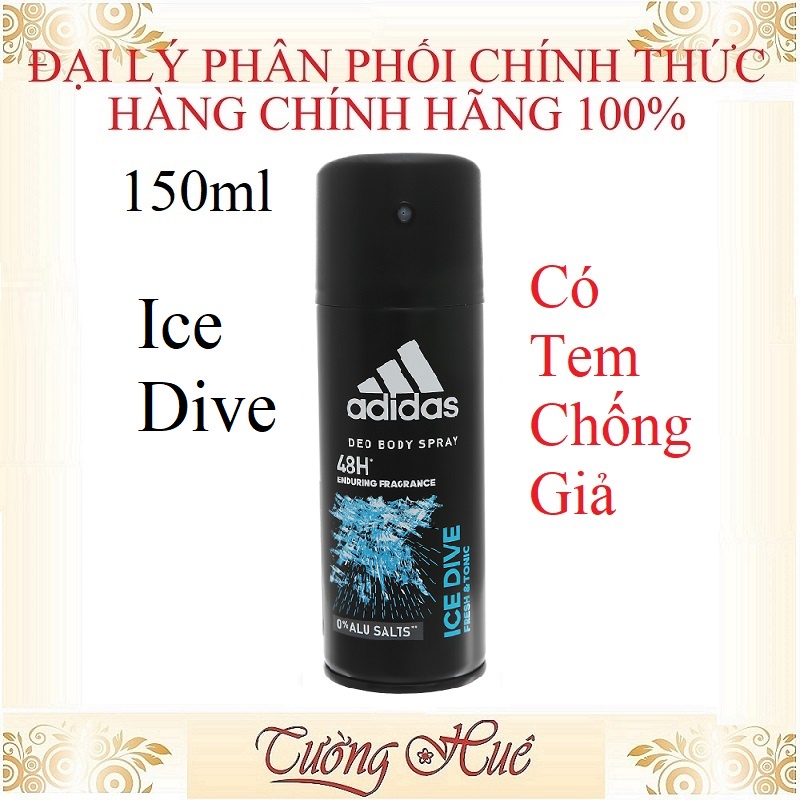 Xịt Khử Mùi Nam ADIDAS ICE DIVE Bodyspray 48H - 150ml.