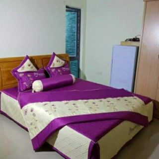 Set Satin lụa thêu hoa 7 món