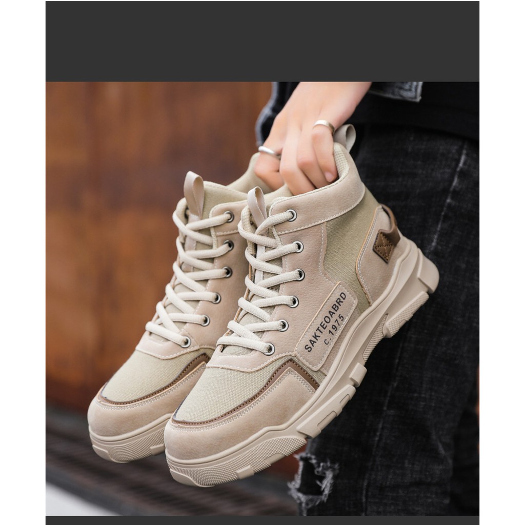 Giày Thể Thao Nam SAKTEOABRD1975, Sneakers Nam Cổ Cao Chất liệu Da lộn, Siêu Nhẹ, Đế Mềm, 2Màu Nâu & Đen Từ size 39 - 44 | BigBuy360 - bigbuy360.vn