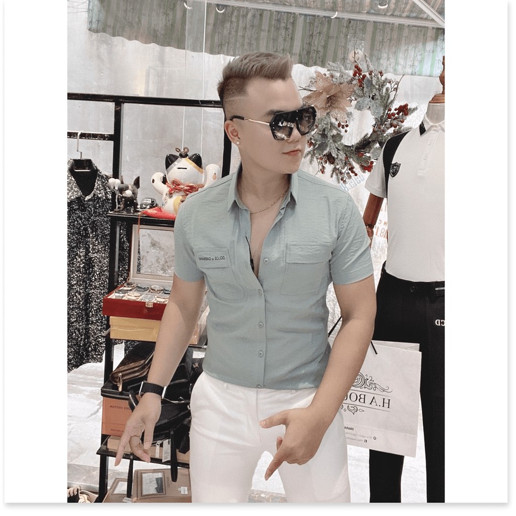 Áo Sơ Mi Đũi Nam Thêu Hoa Cúc Hot Trend. HP