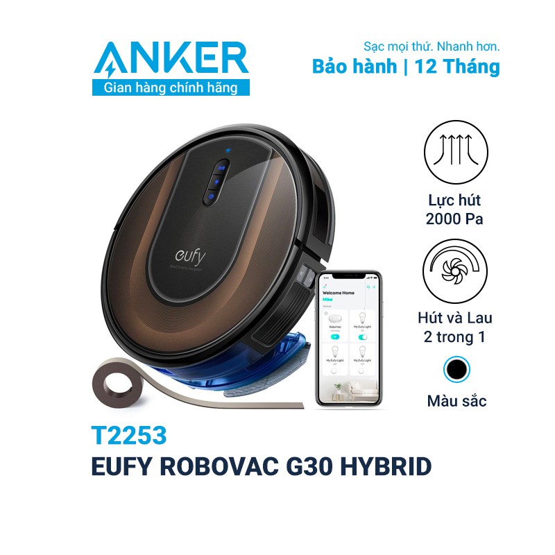 [Mã ELMALL27 giảm 10% đơn 500K] Máy Hút Bụi Eufy RoboVac G30 Hybrid (by Anker) - T2253