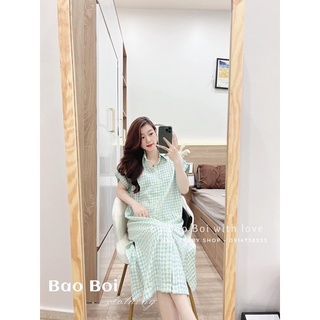 Váy maxi xuông kẻ