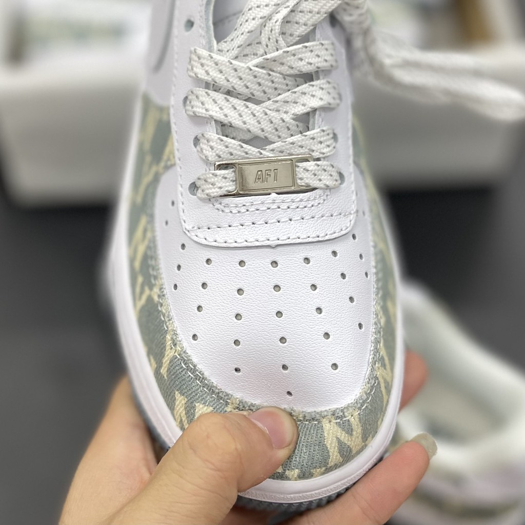 Giày Sneaker AF1 Ny Trắng Xanh Giày Thể Thao Nam Nữ Thấp Cổ Full Phụ Kiện