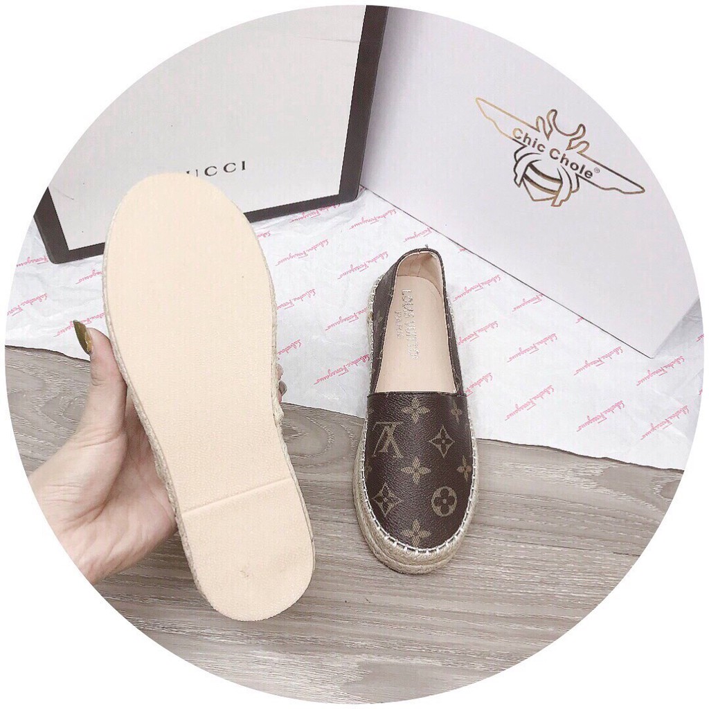 Giày slip on viền cói da sần nâu trắng - 2P | BigBuy360 - bigbuy360.vn