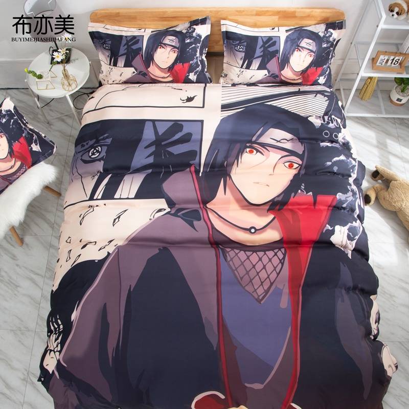 Bộ Chăn Ga Và Vỏ Gối 3 Trong 1 In Hình Naruto Sasuke