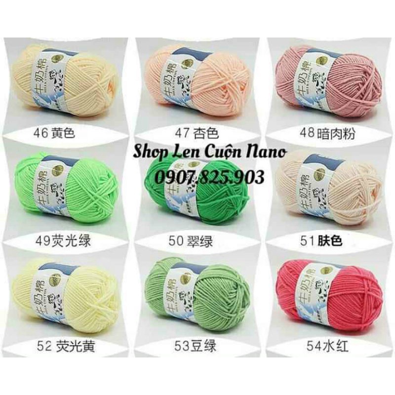 Combo  10c cuộn len  milk bò màu ngẫu nhiên