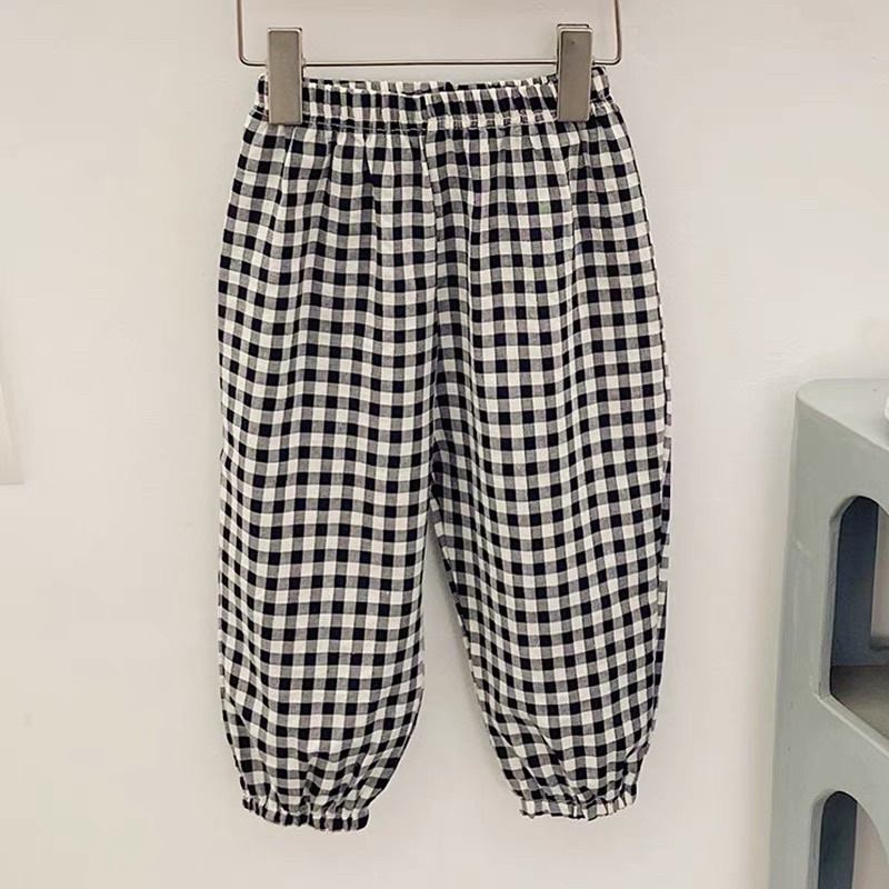 Quần dài kẻ caro phong cách Hàn Quốc cho bé trai bé gái chất mát