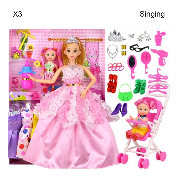 Set 58 món đồ chơi búp bê Barbie với 6 đầm và 1 đầm thay thế dành cho bé gái