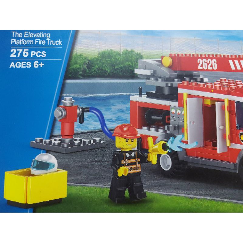 lego wange 2626 biệt đội chữa lửa xe cần cẩu nâng bệ cứu hỏa dùng vòi xịt nước hộ tống người dân khỏi khu vực nguy hiểm