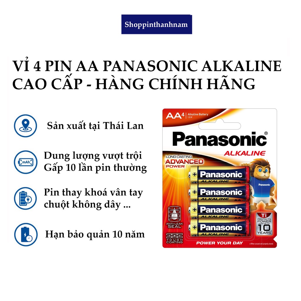 Pin AA Panasonic alkaline vỉ 4 viên dung lượng cao LR6T-4B