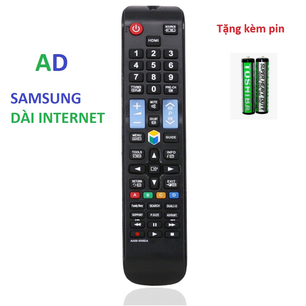 Điều khiển tivi SamSung AA59-00582A loại dài có smart internet và có nút HDMI ở trên cùng - tặng kèm pin -