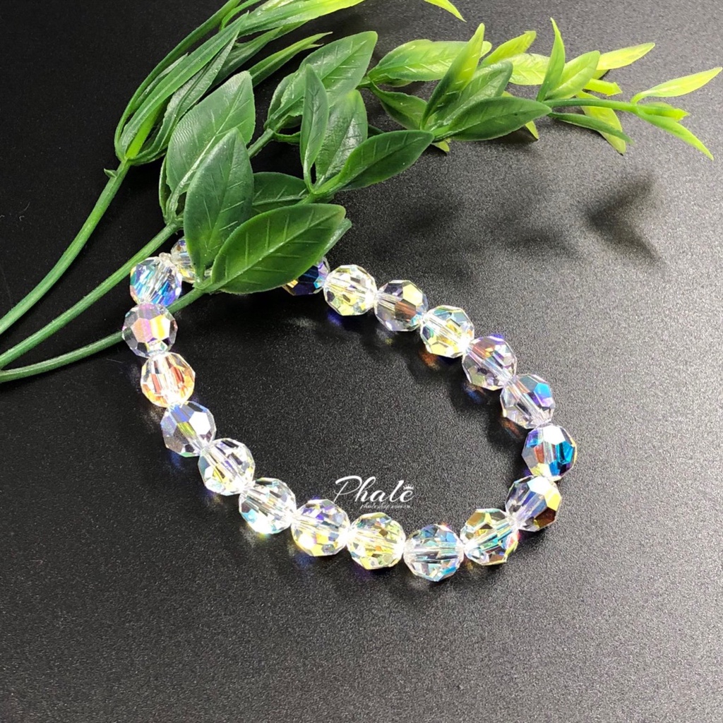 Vòng Tay Pha Lê Tròn Trắng 08mm Được Thiết Kế Từ Pha Lê Swarovski