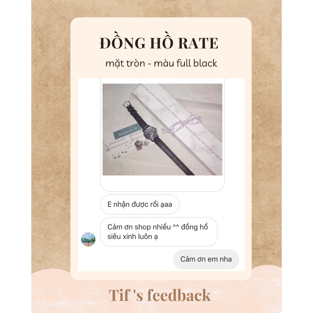 Đồng hồ nữ RATE mặt tròn [full black] 22mm