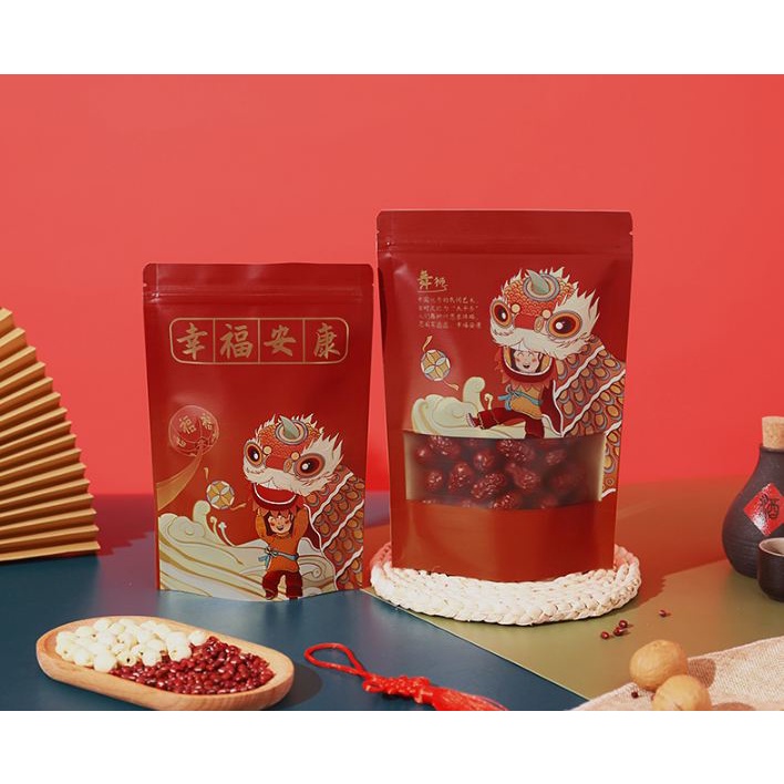 Túi zip đỏ đựng bánh kẹo