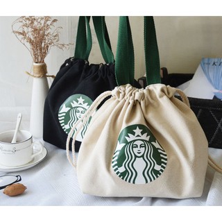 Túi Vải Canvas Đựng Hộp Cơm Trưa In Họa Tiết Starbucks Độc Đáo