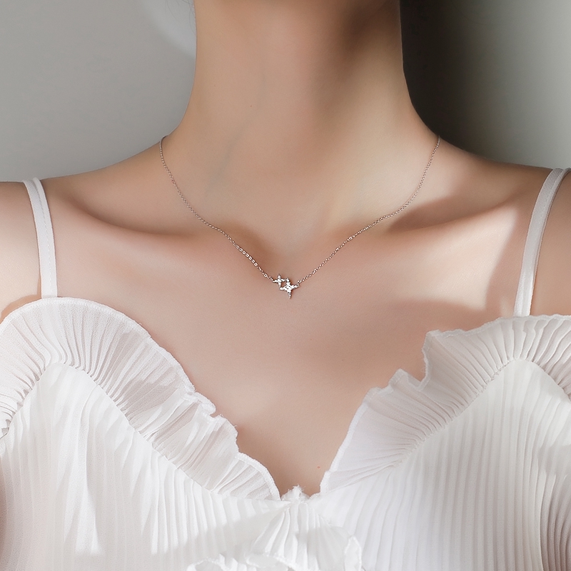 Vòng cổ bằng bạc sterling 925 thiết kế mặt hình ngôi sao băng dành cho nữ